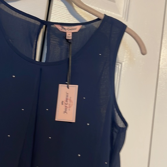 NWT Juicy Couture embellished sleeveless shirt in navy blue size Medium - Picture 6 of 10